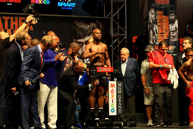 A photo of Floyd Mayweather Jr. during a weigh-in.