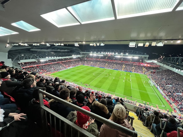 A photo of Liverpool FC's stadium, Anfield.
